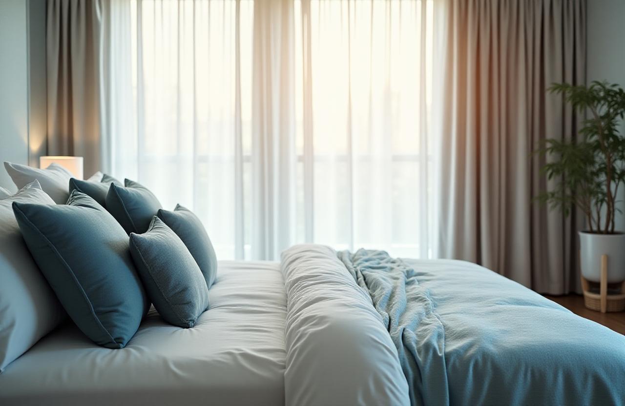 Serene modern bedroom with premium bedding